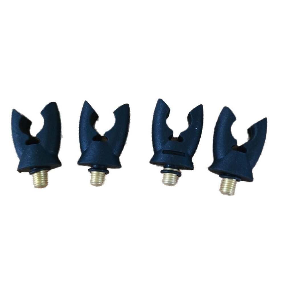 Set of 4 Black Plastic U-Shaped Fishing Rod Rest Heads with Brass Screw Threads